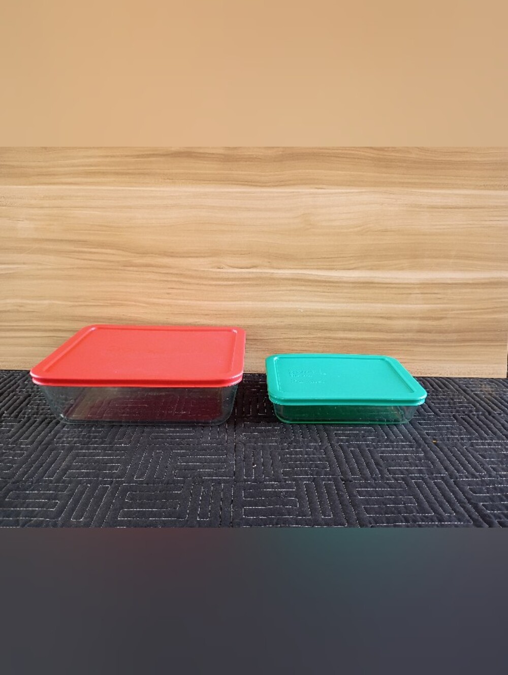 Glass Food Storage Containers with Red and Teal Lids